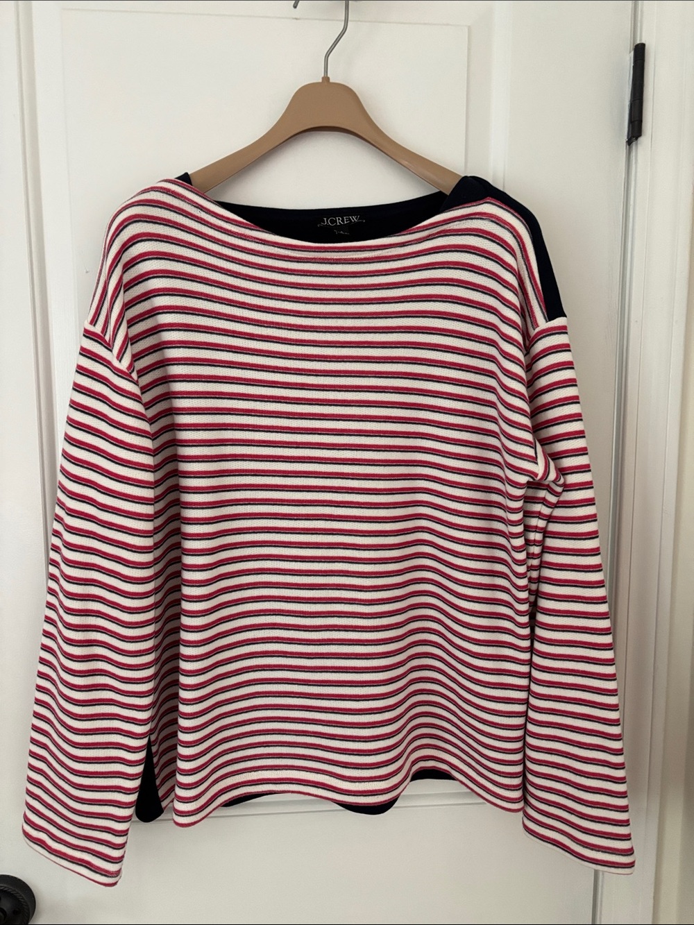 J. Crew Heritage Red & White Striped terry Crewneck Sweater